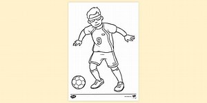 Footballer Football Player Colouring Sheet