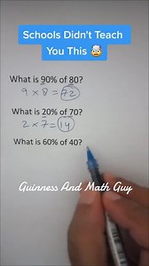 To get your free eBook "How To Calculate Percentages In Your Head", please click the link below: https://guinnessandmathguy.mykajabi.com/pl/2147639130 To join our first online course "Turn On The Calculator In Your Head (Basic)", please click the link below: https://guinnessandmathguy.mykajabi.com/sales-page-turn-on-the-calculator-in-your-head #percentages #percent #percents #percentage #math #maths #mathematics #tipsandtricks #learnoninstagram | Guinness And Math Guy Page