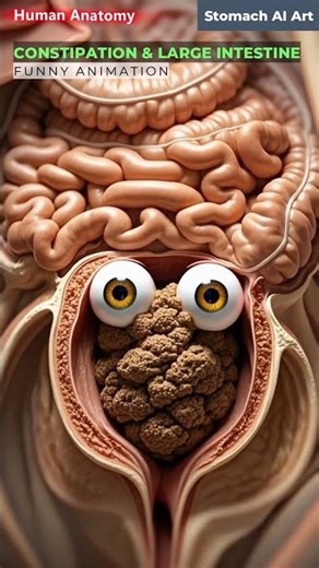 Constipation and Constipated Stool through the Large Intestine Animation | Stomach AI Art | 22