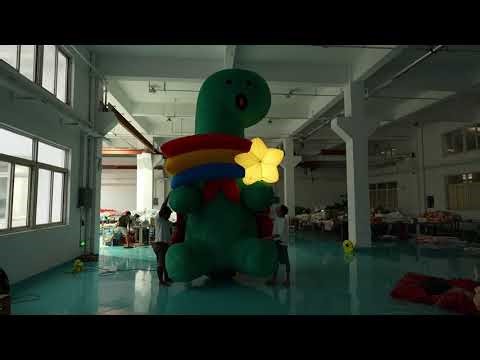 inflatable plush green dinosaur