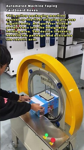 Automated Machine Taping Cardboard Boxes