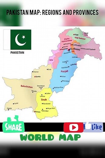 Pakistan Map: Regions and Provinces #geographythroughmaps #worldmap #mapguide #worldgeography #trend