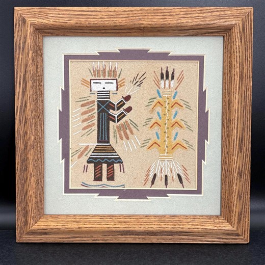 Vintage Navajo Sandpainting by Daniel Smith Jr / Framed Southwestern Wall Art / Certificate of Authenticity / 10x10 - Etsy