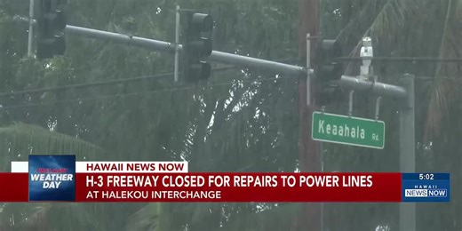 H-3 Freeway closed in Kaneohe for power line repairs
