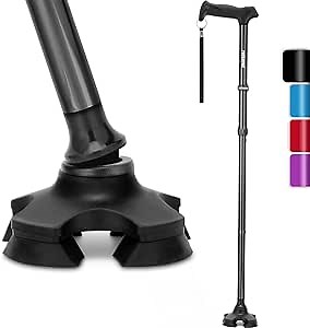 REHAND Walking Cane for Men & Women - Foldable, Adjustable, Lightweight, Self Standing Pivot Walking Cane, Soft Handle Grip, with Travel Bag, Walking Sticks for Seniors & Adults