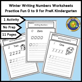 Winter Writing Numbers Tracing Practice 0 to 9 Math Game Logic Puzzle ESL Word