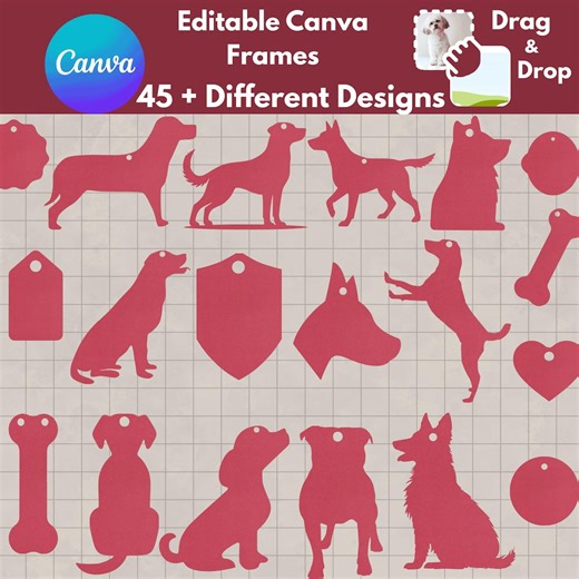 Dog Tag Template, Bone Tag Template, Sublimation Dog Tag Design, Editable Canva Dog Templates, Easy Drag and Drop Download, Pet ID Tag - Etsy