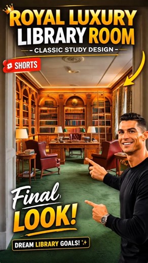 Royal Luxury Library 📚 | Classic Study Room Design 2026 #shorts #InteriorDesign #StudyRoom