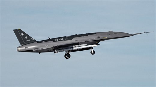 Here's Our First Look At The YFQ-44A Fury Fighter Drone Carrying An AIM-120 Missile
