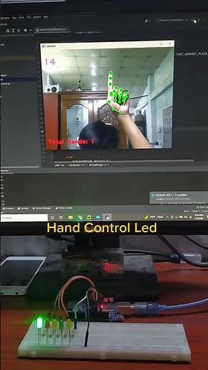 Hand control LED using Arduino with OpenCV python #arduino