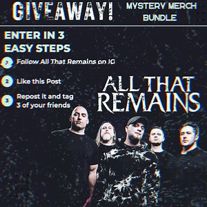 MERCH GIVEAWAY ALERT 🚨 Enter for a surprise mystery bundle of ATR merch 👀 Winner TBA on 7.12.22🤘🏼 • • • #giveaway #allthatremains #atr #merchgiveaway #metalcore | All That Remains
