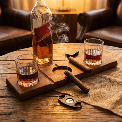 Custom Cigar Ashtray, Whiskey Glass Holder, Personalized Smoker Gift - Etsy