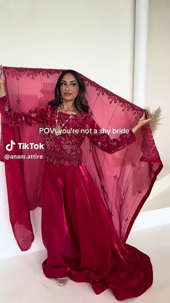 Everything BUT a shy bride 🙈 ❤️ || RANIA RED Lengha available to shop via website