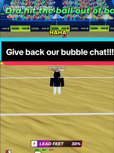 I can't w these chat bubbles being changed bro ✌️😭 Give us back our bubble chat we don't like the replacements 🥀💔 (Volleyball Legends boutta become js like Racket Rivals) Also don't forget to follow, help me reach 10k followers to become actual CC for this game ✌️😭 #volleyballlegends #robloxfyp #roblox
