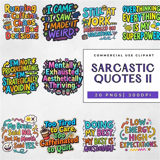 Funny Sarcastic Sayings Clipart Bundle, Snarky Adult Humor PNG Graphics, Commercial Use, Digital Download - Etsy