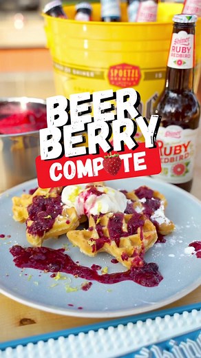 🍓 Beer Berry Compote! 🤯 Super easy berry compote recipe with Ruby Redbird Beer!.🍺: Shiner Beer Berry Compote Recipe -Ingredients:1/2 Bottle Shiner Ruby Redbird��Sliced Ginger��16oz Fresh Berries��8oz Orange Juice��Lemon zest��1/2 Cup Confectioner sugarDirections: �In a pot, combine fresh berries, orange juice, and lemon zestPour in a half bottle of Shiner Ruby Redbird��Bring to a boil��Stir mixture and allow to reduce by half��Serve over waffles��Enjoy responsibly! #eldereats | Elder Eats