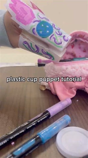❤️plastic cup puppet tutorial🎨#tutorial #art