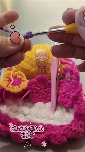 Learn chain stitch (sc) together #crochet #learncrochet #citylady #love #crocheting #youtubeshorts