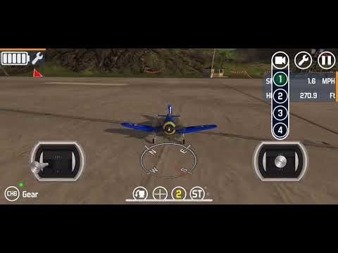 F4U Corsair RC Plane Simulator Landings Aerobatics Practice. Ground View & Follow