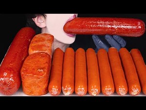 ASMR GIANT SAUSAGE SPAM CHEESY COOKING MUKBANG 대왕 소세지 스팸 먹방 スパム ソーセージ 咀嚼音 Sosis EATING SOUNDS