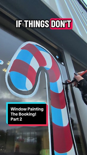 Replying to @elivia💌🧿 tackling the dreaded line work on my candy cane window paint. That lovely base work could all go wrong with the linework 🙈 #windowpainting #linework #pressure #candycane #facepainter