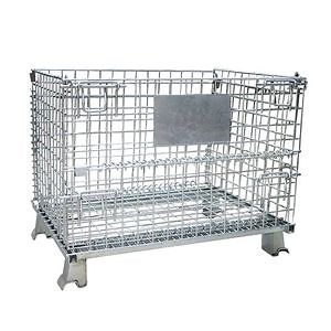 [Hot Item] Industrial Welded Metal Folding Stackable Cage Customized Size Steel Wire Mesh Container for Warehouse Storage