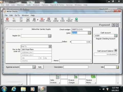 Sage 50 Tutorial Writing Checks Sage Training Lesson 10.1