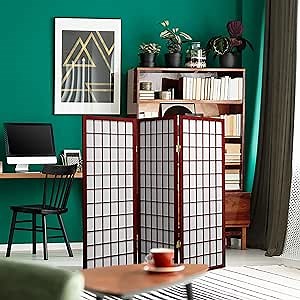 4 ft. Short Window Pane Shoji Screen - Rosewood - 3 Panels