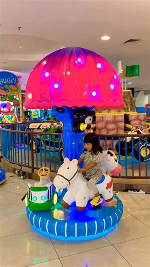 Riding a cute cow carousel under pink and blue mushroom vibes feels like a dream come true #cute