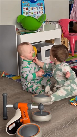 Even though they steal each others binkys, they also share them. Its the giggles for me 🥰 Never a dull moment. 😂🤍 #doubletrouble #twins #twinmom #binkybandits #sharingiscaring | Jessa Shea Blondell