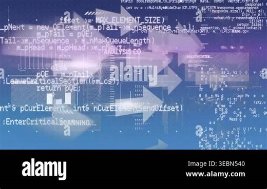 Animation of light trails and arrows over data processing on blue background. global technology, data processing and digital interface concept digitally generated video Stock Video Footage - Alamy
