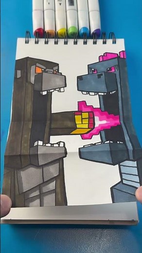 How to draw Godzilla x Kong Minecraft!! #shorts #artlandhowtodraw #howtodraw #art