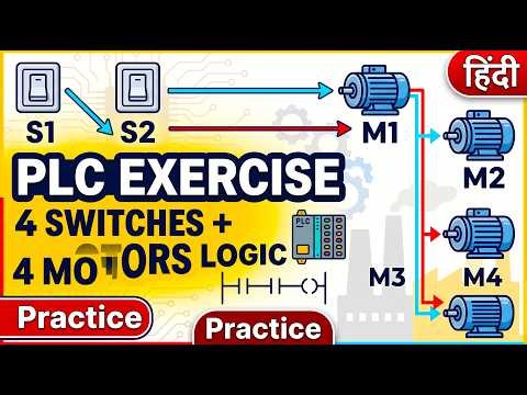 PLC Programming Exercise – 4 Switches and 4 Motors Logic