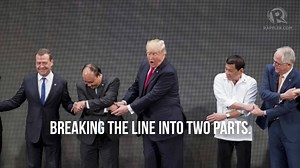 United States President Donald J. Trump was all fingers and thumbs during a photo op at the #ASEAN2017, failing to grasp whose hands he was supposed to be holding and breaking a lineup intended to showcase unity. http://www.rappler.com/world/regions/asia-pacific/188277-asean-summit-trump-photo-op-error?utm_source=Facebook&utm_medium=social&utm_campaign=Inhouse_video&utm_campaign=world | Rappler