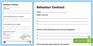 Behavior Contract Writing Worksheet