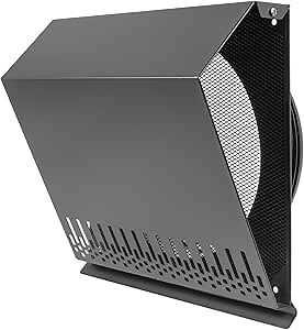 Vent Systems 10" Inch Supply Vent Cover with Rubber Gasket - Graphite Black Galvanized Steel - Robust and Weatherproof Outdoor Air Intake Box - Duct or Surface Mounting - Rain, Snow Protection
