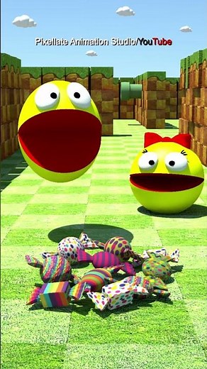 🍬🍬🍬 The candies were a bit hard 😂😂😂 #pacman #animation #pixellate #cartoon #pacmanlive #pacmangame