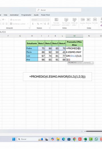 Cómo Calcular el Promedio de las 3 Mejores Notas en Excel