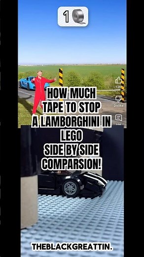 HOW MUCH TAPE TO 🛑 A LAMBORGHINI IN LEGO! (SBSC) ⚫️⚪️