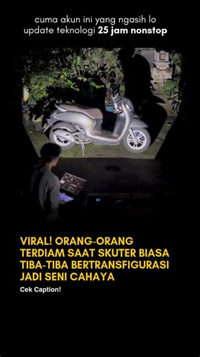 Dibahas "AI" | Berita Paling Update Soal AI dan Teknologi on Instagram: "Di ruang gelap, sebuah skuter biasa “dihidupkan” lewat projection mapping. Ini adalah teknik memetakan cahaya digital langsung ke objek fisik, bukan ke layar. Skuter dipindai dalam model 3D terlebih dulu. Lalu sudut proyektor dikalibrasi supaya cahaya pas menempel di setiap lekuk bodinya. Setiap permukaan—melengkung, datar, atau bertekstur—diperlakukan seperti kanvas. Visualnya disinkronkan presisi sehingga tampak menyatu d