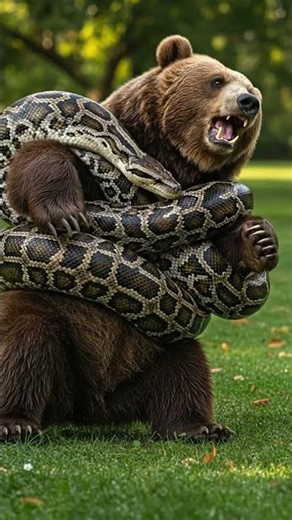 Giant Python Attack BEAR | WILDLIFE ANIMAL | #animals #wildliferescue #wildlife #rescueefforts