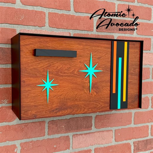 Mid Century Modern Mailbox "modline" Mailbox | Retro Atomic Wall-mounted Mailbox | Magnetic Close - Etsy