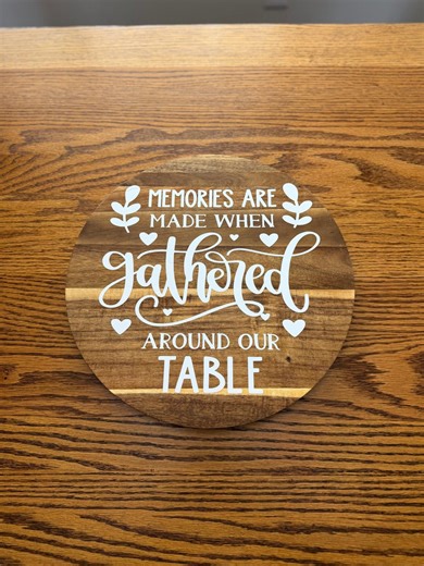 Round Wooden Decorative Table Sign, Custom Farmhouse Dining Centerpiece, Rustic Vinyl Circle Plaque Decor for Kitchen - Etsy