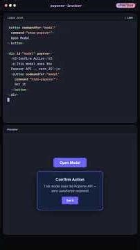 Popover API + Invoker Commands -- Build UI Without JavaScript #shorts