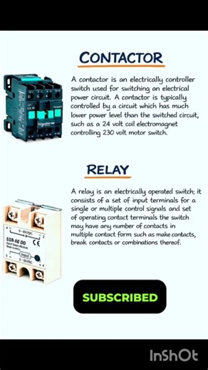 Difference between Relay vs Contactor#industrialelectrician #electricalengineering #education