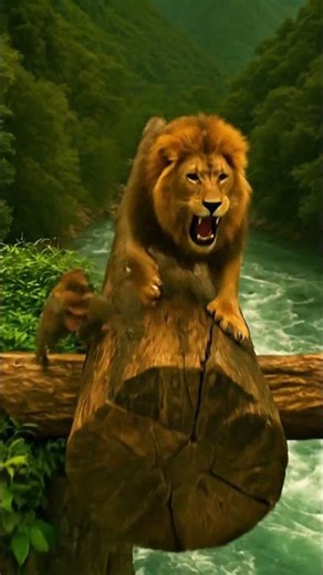 MONKEYS FIGHT LIONS to Save Baby! #shortsfeed #comedyeffect