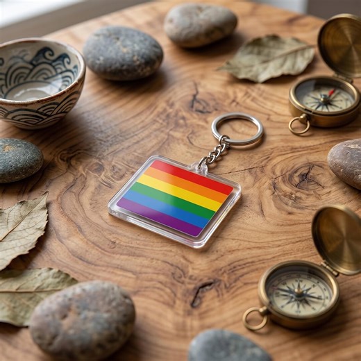 Classic Rainbow Pride Flag Keychain, LGBTQ Gay Pride Acrylic Keychain, Colorful 6 Stripe Flag Bag Charm, 2D Flat Rectangular Keychain - Etsy
