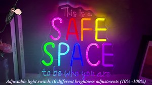 Safe Space Neon Sign This Is Safe Space To Be Who You Are Led Neon Sign for Wall Decor Dimmable Neon Light Up Sign for Classroom Therapy Office