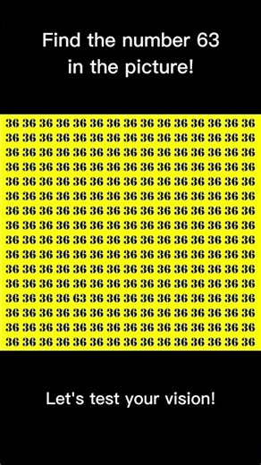 Your eyes vs this tricky puzzle: find 63! #shorts #opticalillusion #test