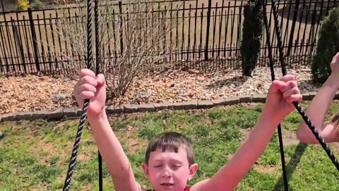 KloKick 9.5' Heavy Duty Swing Set for Kids & Adults – Includes Saucer Swing & 2 Belt Swings, Outdoor Playground Equipment for Backyard Fun